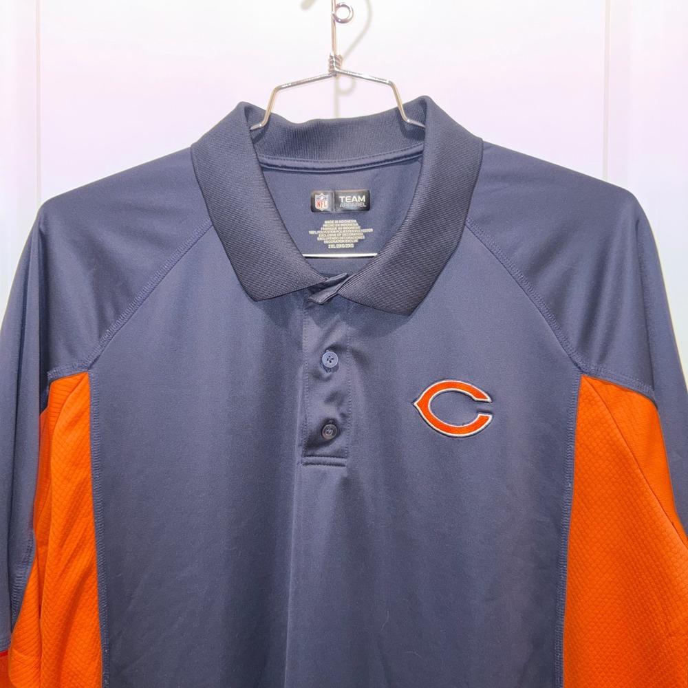 Chicago Bears NFL Team Apparel Polo Shirt Mens 2XL Navy Orange 2011